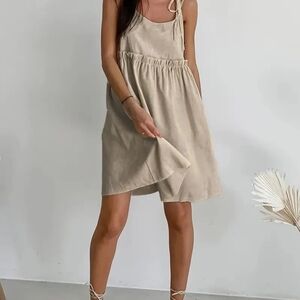 Chic Tan Sleeveless Mini Dress